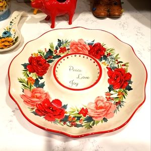 Pioneer Woman Cheerful Rose Dip Platter